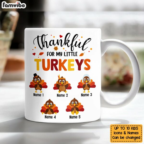 Personalized Mom Grandma Turkey Fall Halloween Mug