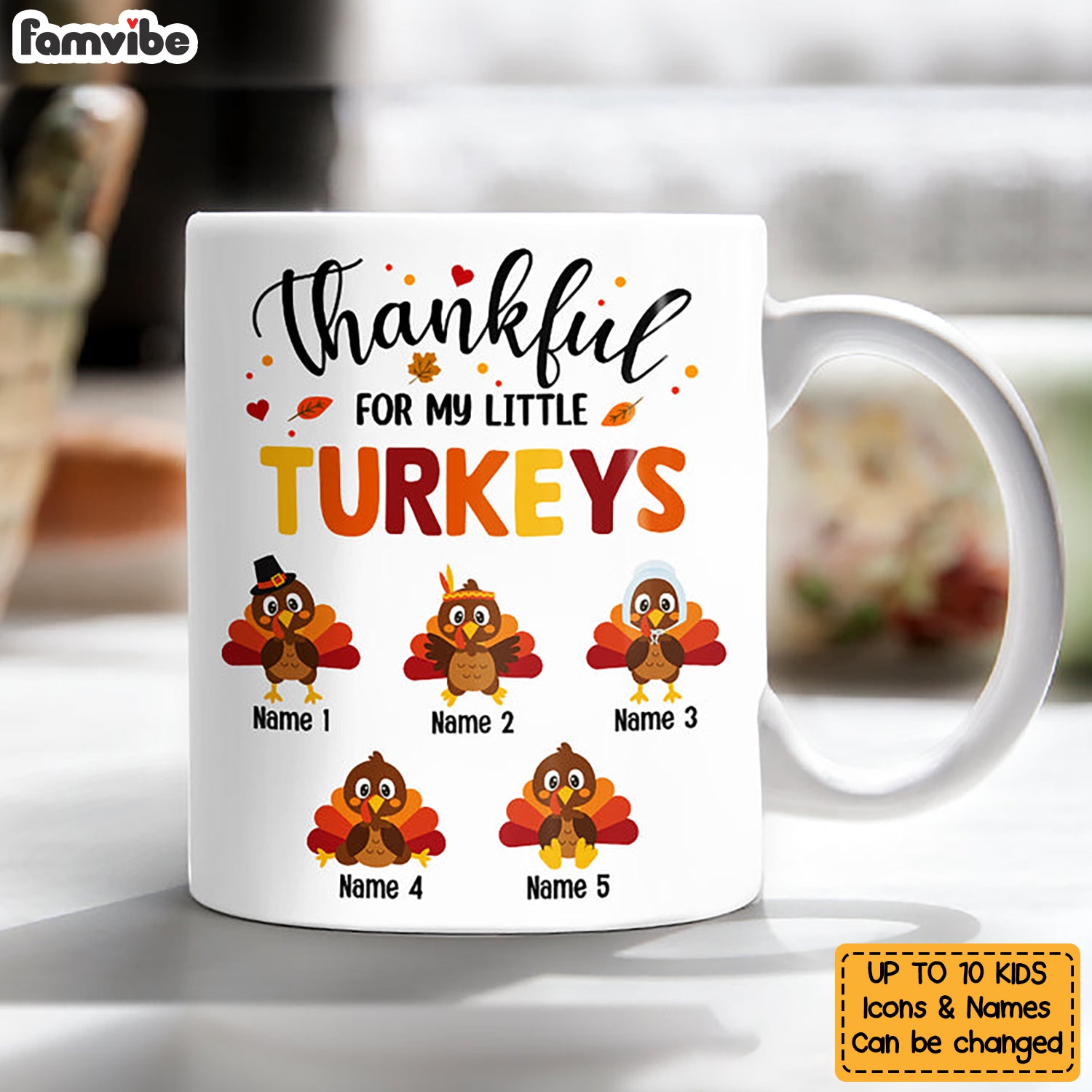 Personalized Mom Grandma Turkey Fall Halloween Mug Personalized Mom Grandma Turkey Fall Halloween Mug