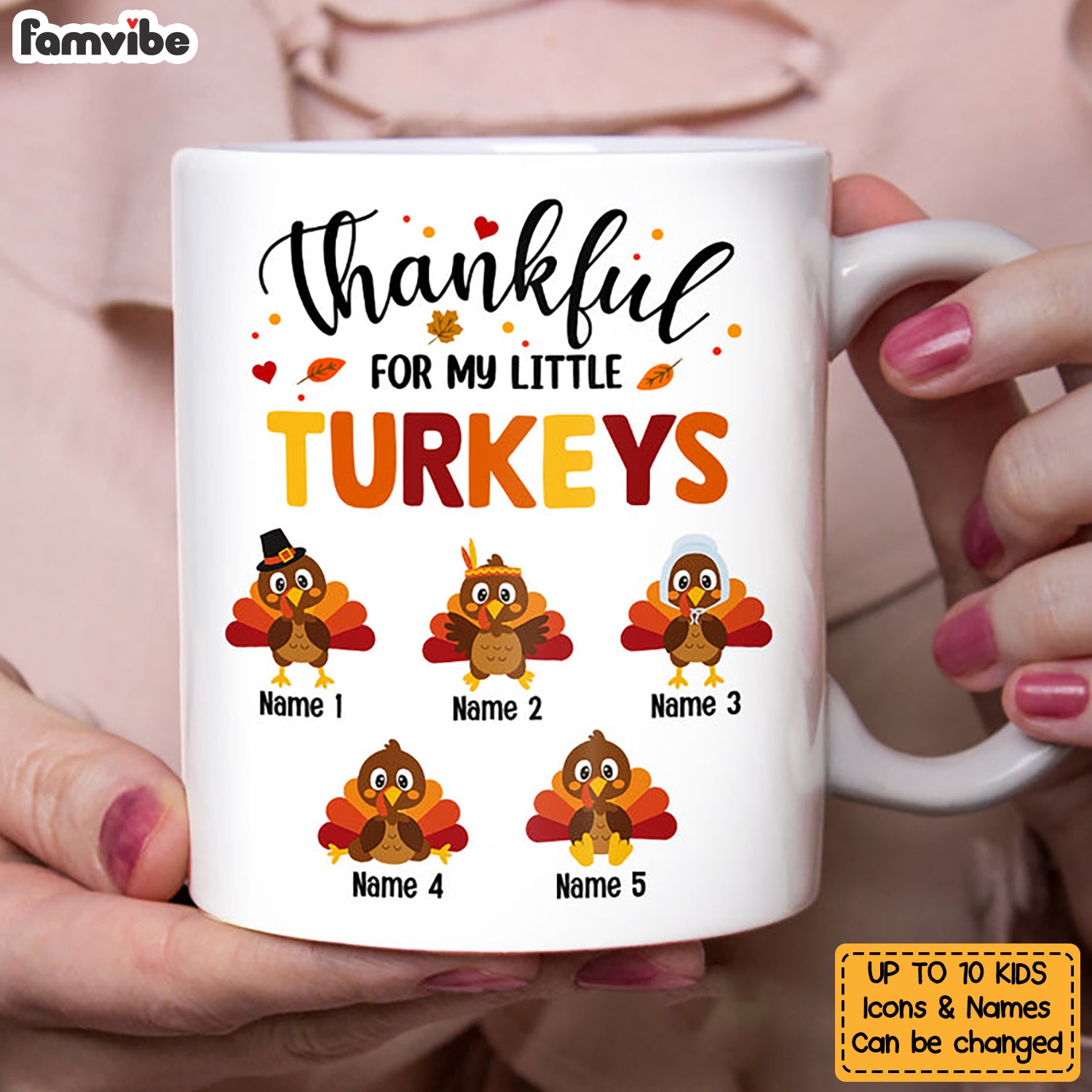 Personalized Mom Grandma Turkey Fall Halloween Mug Personalized Mom Grandma Turkey Fall Halloween Mug
