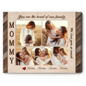 Personalized Mommy Collage Gift From Daughter, Mother’s Day Canvas Ideas, You Are The Heart Of Our Family