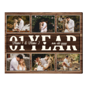 Personalized One Year Anniversary Gifts For Him For Husband, 1 Year Anniversary Photo Collage Canvas