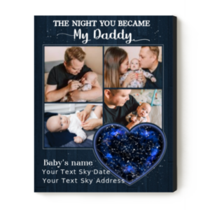 Personalized Photo 1st Time Daddy Gifts, Fathers Day Gifts For New Dads, The Day You Became My Daddy Star Map With Photo