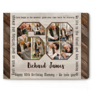 Personalized Photo 60th Birthday Canvas, Mens 60th Birthday Gifts, Gifts For 60th Birthday Woman – Best Personalized Gifts For Everyone