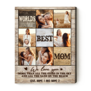 Personalized Photo Canvas World’s Best Mom, Custom Mom Photo Collage Wall Art, Mom Gift From Daughter – Best Personalized Gifts For Everyone