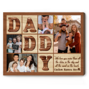 Personalized Photo Daddy Canvas Print, Father’s Day Gifts For Daddy, Daddy Gifts With Custom Kids Name – Best Personalized Gifts For Everyone
