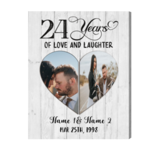 Personalized Photo Gift For 24th Anniversary Print, 24 Years Anniversary Gift For Husband Or Wife Canvas – Best Personalized Gifts For Everyone