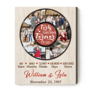 Personalized Photo Gifts For 40th Anniversary, Anniversary 40 Years Gift Picture Collage, Down Forever To Go