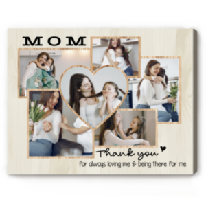 Personalized Picture Gifts For Mom, Mom Photo Collage Canvas Print, Thank You Mom Christmas Gifts