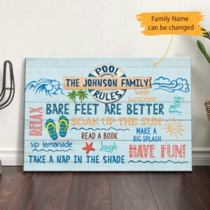 Personalized Pool Rules Family Canvas