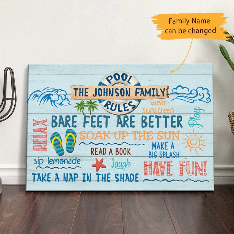 Personalized Pool Rules Family Canvas Personalized Pool Rules Family Canvas