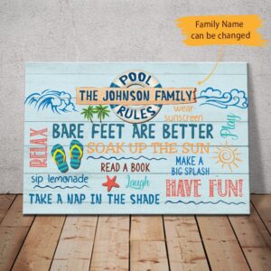 Personalized Pool Rules Family Canvas