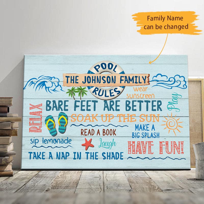Personalized Pool Rules Family Canvas Personalized Pool Rules Family Canvas