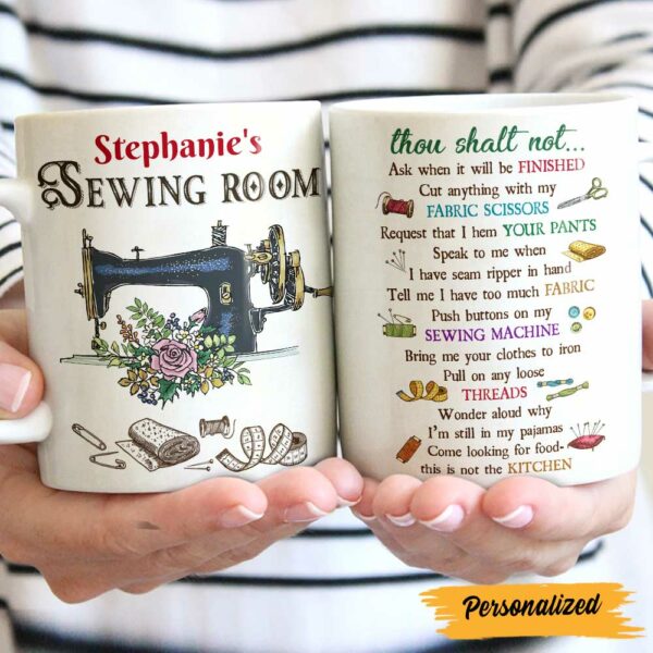 Personalized Sewing Room Rules Mug