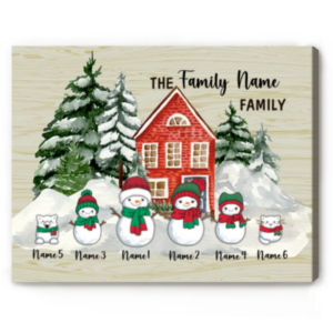 Personalized Snowman Family Sign With Name, Christmas Snowman Family Canvas, Christmas Gift For Mom Dad – Best Personalized Gifts For Everyone