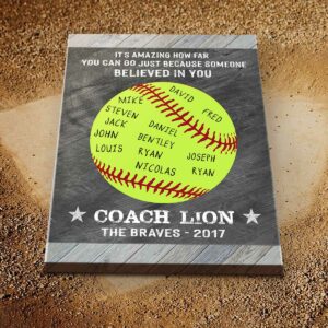 Personalized Softball Coach Gift Sign, Softball Coach Appreciation Gift Print, Thank You Coach Printable