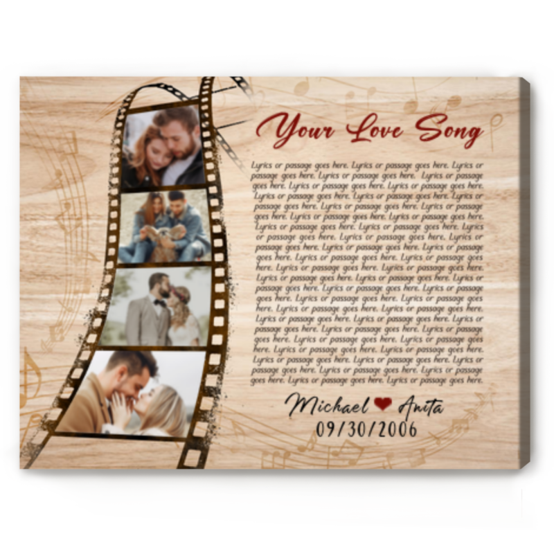 Personalized Song Lyric On Canvas, Custom Couple Photo Collage, Canvas Photo With Song Lyrics Personalized Song Lyric On Canvas, Custom Couple Photo Collage, Canvas Photo With Song Lyrics