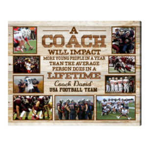 Personalized Sport Gift For Coach Photo Collage, Sports Coach Thank You Gift, Photo Collage Canvas