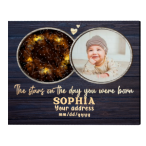 Personalized Star Map Birthday Gift For Baby, Constellation Map Canvas, First Birthday Gift For Baby – Best Personalized Gifts For Everyone