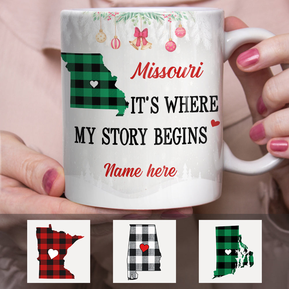 Personalized Story Begins Born And Live Buffalo Plaid Mug Personalized Story Begins Born And Live Buffalo Plaid Mug