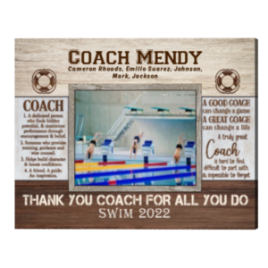 Personalized Swim Coach Gift Picture Frame, Printable Swimming Coach Appreciation Gift