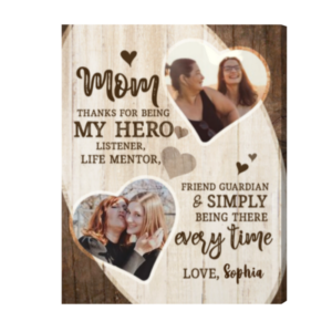 Personalized Thank You Mom Canvas, Unique Photo Gift For Mom From Daughter Or Son