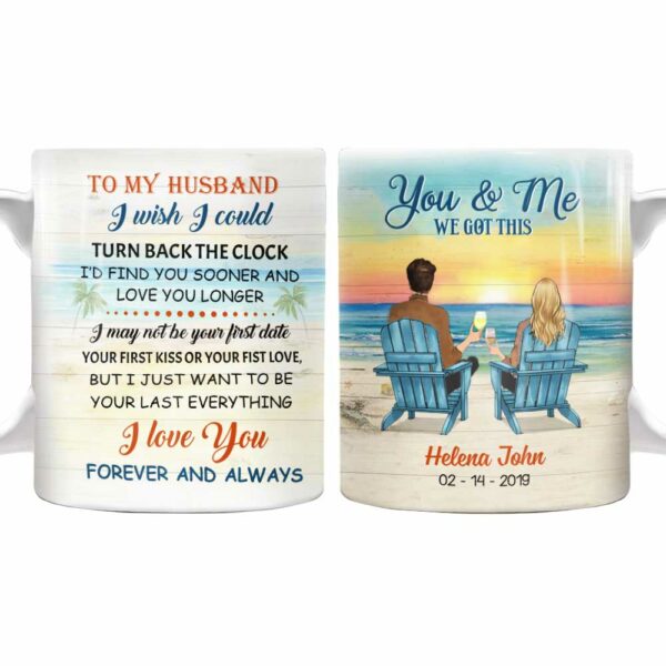 Personalized To Husband Beach Sunset Mug