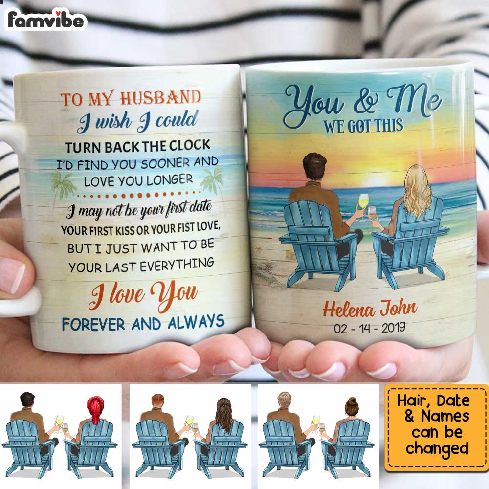 Personalized To Husband Beach Sunset Mug Personalized To Husband Beach Sunset Mug