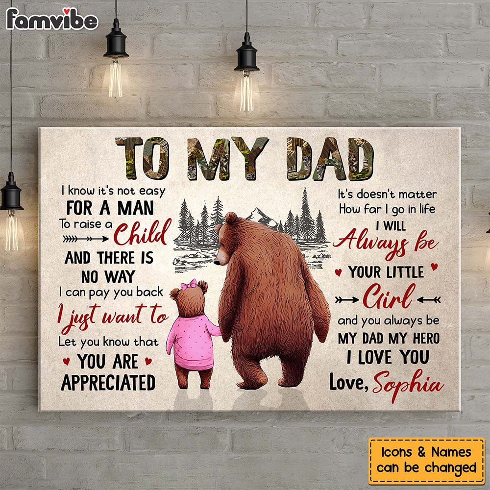 Personalized To My Dad I Know It's Not Easy For A Man Canvas Personalized To My Dad I Know It's Not Easy For A Man Canvas