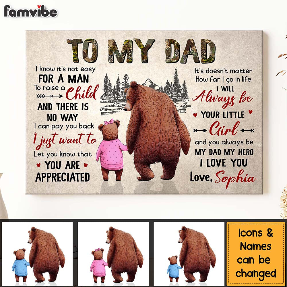 Personalized To My Dad I Know It's Not Easy For A Man Canvas Personalized To My Dad I Know It's Not Easy For A Man Canvas