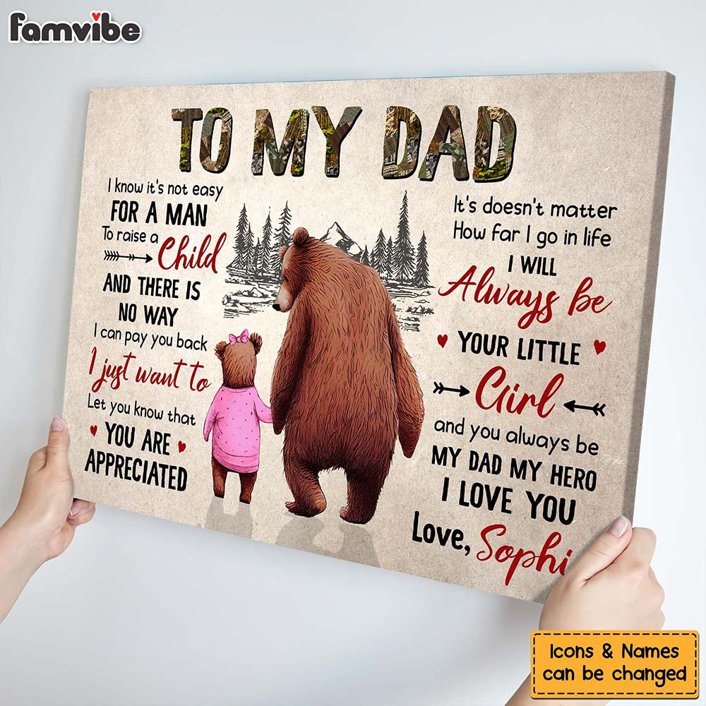Personalized To My Dad I Know It's Not Easy For A Man Canvas Personalized To My Dad I Know It's Not Easy For A Man Canvas
