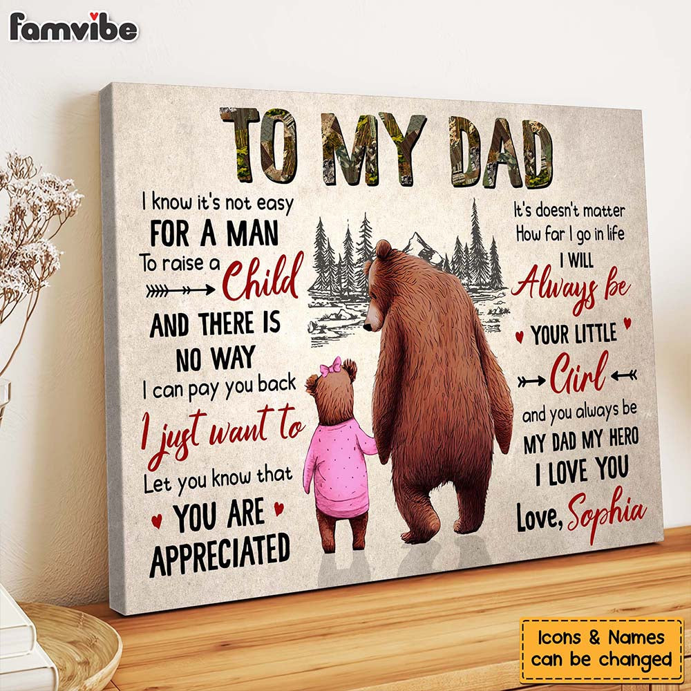 Personalized To My Dad I Know It's Not Easy For A Man Canvas Personalized To My Dad I Know It's Not Easy For A Man Canvas