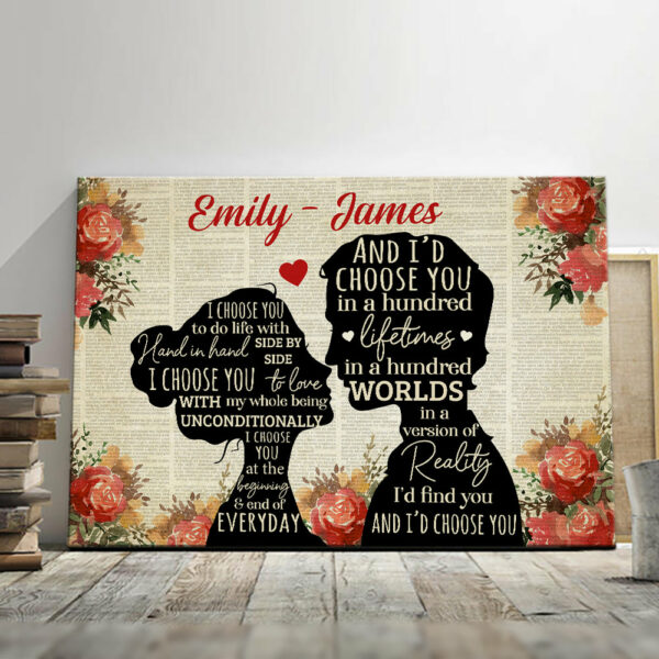 Personalized Valentine Couple I Choose You Canvas