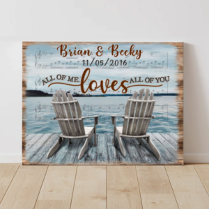 Personalized Wall Art For Couples, Wedding Vintage Beach House Sign, All Of Me Loves All Of You Sign