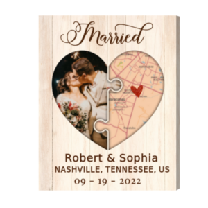 Personalized Wedding Gifts For Couple, Wedding Location Map Print, Married Map Print