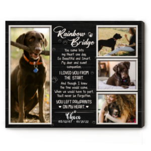 Pet Memorial Gifts, Custom Rainbow Bridge For Pets Photo Collage Canvas, Dog Memorial Photo Collage