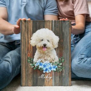Pet Portrait Painting, Custom Gifts For Dog Owners, Cute Dog Portrait With Flowers – Best Personalized Gifts For Everyone