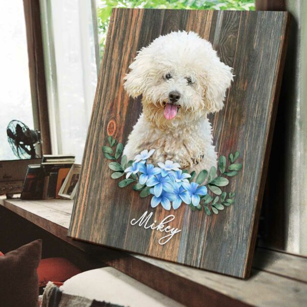 Pet Portrait Painting, Custom Gifts For Dog Owners, Cute Dog Portrait With Flowers – Best Personalized Gifts For Everyone