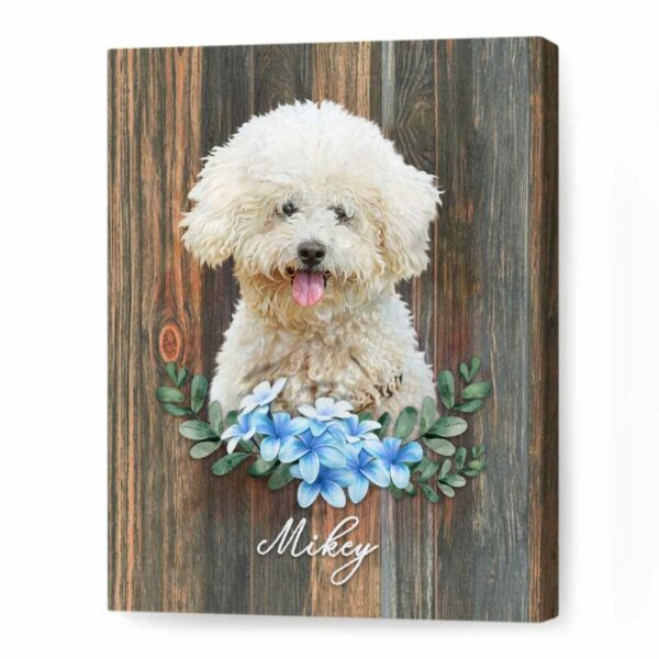 Pet Portrait Painting, Custom Gifts For Dog Owners, Cute Dog Portrait With Flowers – Best Personalized Gifts For Everyone