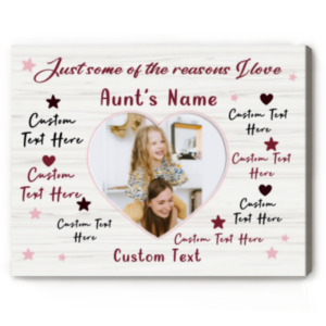 Reasons I Love You Aunty Photo Canvas, Personalized Gift For Aunt From Niece, Aunty Birthday Gifts – Best Personalized Gifts For Everyone