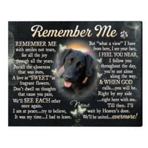 Remember Me Dog Memorial Canvas, Dog Memorial Picture Frame, Dog Loss Sympathy Canvas
