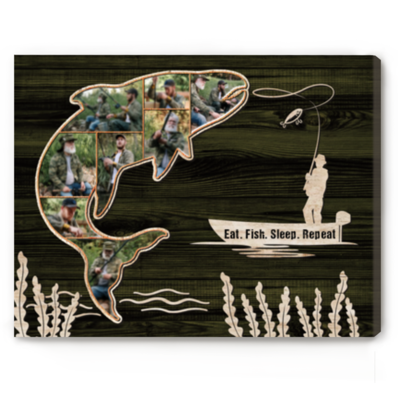 Salmon Fishing Photo Collage, Fishing Dad Gift, Fishing Gifts For Men Salmon Fishing Photo Collage, Fishing Dad Gift, Fishing Gifts For Men