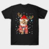 Santa Cat Wrapped Up In Christmas Tree Lights Holiday T-Shirt Unisex