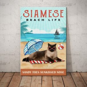 Siamese Cat Beach Life Canvas