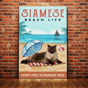 Siamese Cat Beach Life Canvas