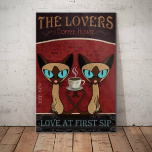 Siamese Cat Coffee House Canvas