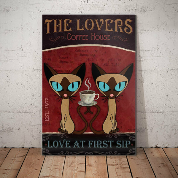 Siamese Cat Coffee House Canvas