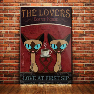 Siamese Cat Coffee House Canvas