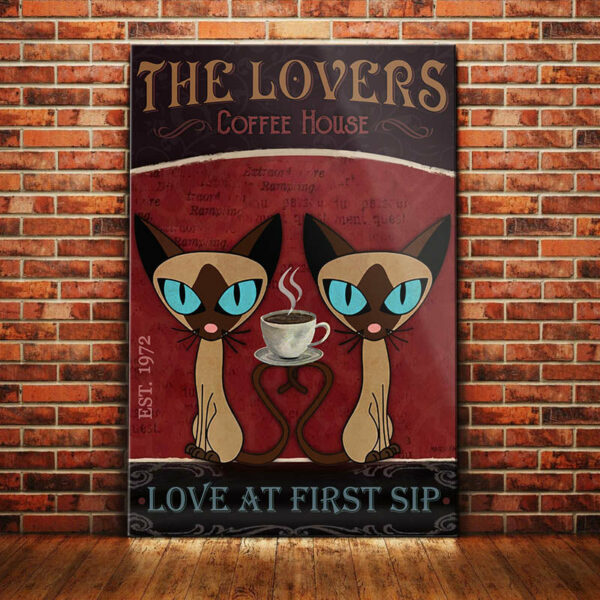 Siamese Cat Coffee House Canvas