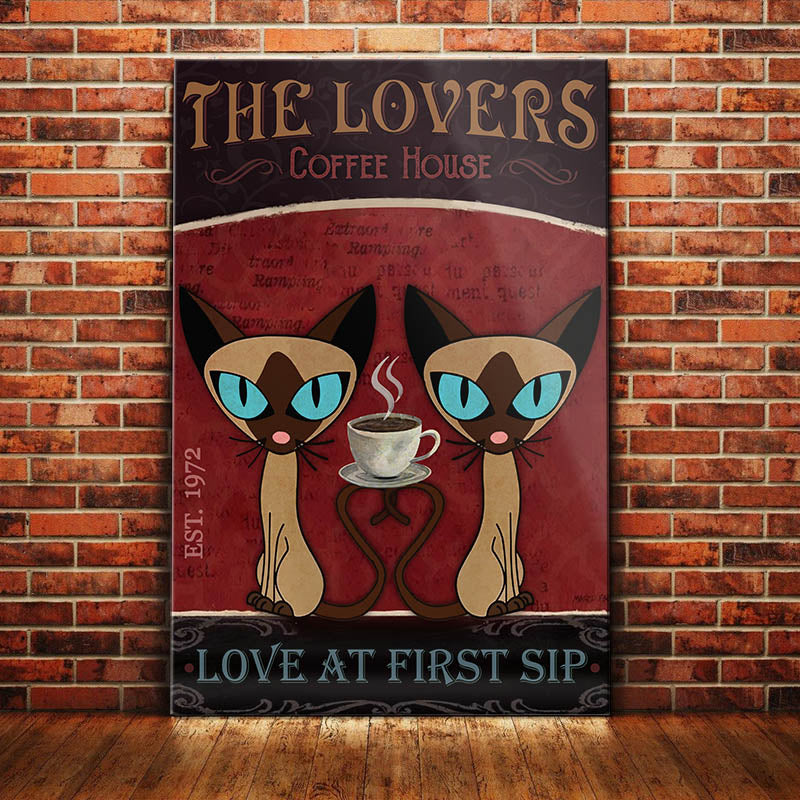 Siamese Cat Coffee House Canvas Siamese Cat Coffee House Canvas
