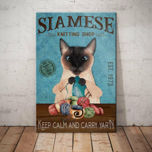 Siamese Cat Knitting Shop Canvas